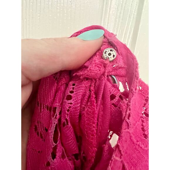 Pink Lace Floral Dress With Removable Layer Size Small - Picture 9 of 10